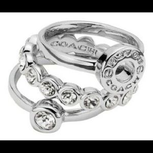 Nwt in box silver Coach Stackable Ring Set sz 7